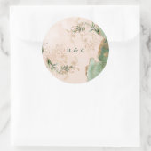 Waterverf Botanische Eucalyptus Elegant monogram Ronde Sticker (Tas)