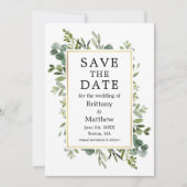 Waterverf Botanische Eucalyptus Greenery Gold Save The Date (Voorkant)