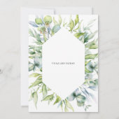 Waterverf Botanische eucalyptus groen bruiloft Kaart (Achterkant)