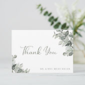 Waterverf Botanische Eucalyptus Weddenschap Bedank Bedankkaart (Staand voorkant)