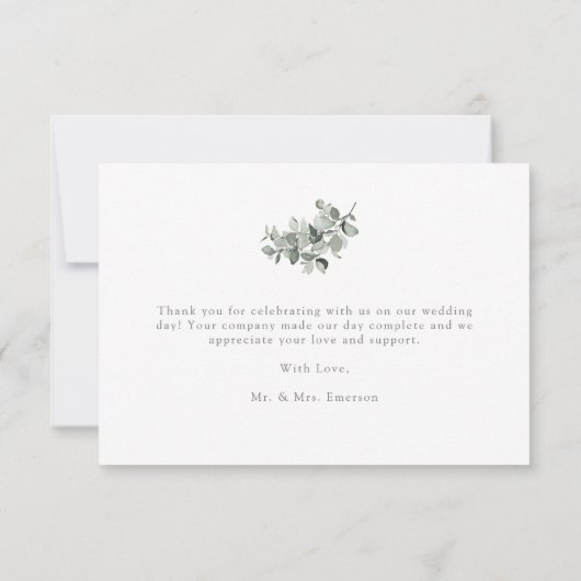 Waterverf Botanische Eucalyptus Weddenschap Bedank Bedankkaart (Achterkant)
