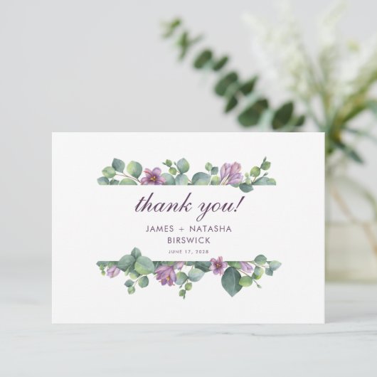 Waterverf Botanische Eucalyptusbruiloft Bedankkaart (Staand voorkant)