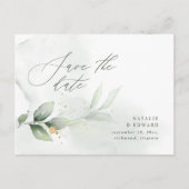 Waterverf botanische eucalyptusgoudbruiloft aankondigingskaart (Voorkant)