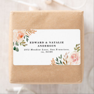 waterverf botanische flora en naaldbladeren etiket