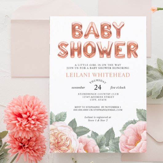 Waterverf Botanische Floral Baby shower Kaart