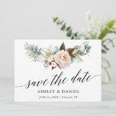 Waterverf Botanische Floral Calligrafie Save The Date (Staand voorkant)