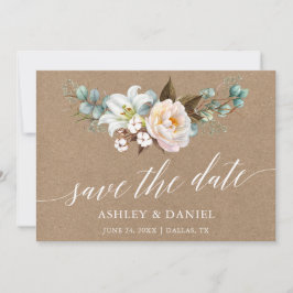 Waterverf Botanische Floral Calligraphy Kraft Save The Date
