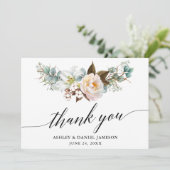 Waterverf Botanische Floral Calligraphy Wedding Bedankkaart (Staand voorkant)