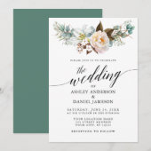 Waterverf Botanische Floral Calligraphy Wedding Kaart (Voorkant / Achterkant)