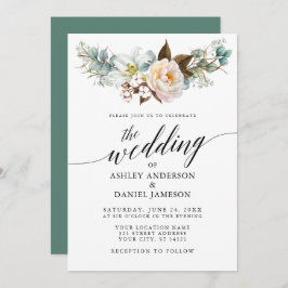 Waterverf Botanische Floral Calligraphy Wedding Kaart