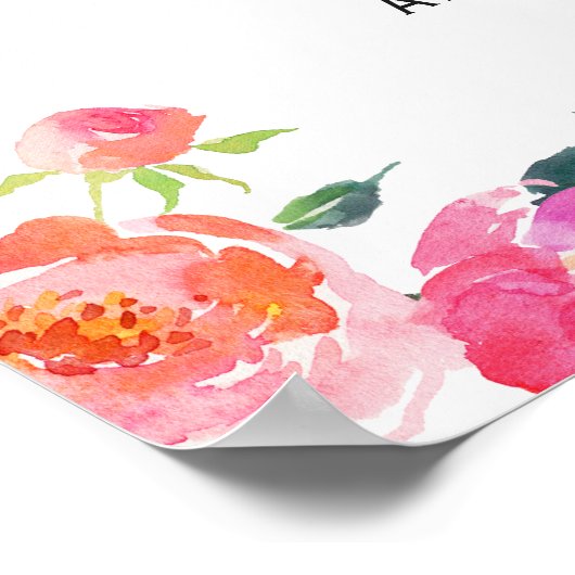 Waterverf Botanische Floral Vrijgezellenfeest Poster (Hoek)