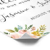 Waterverf Botanische Floral Weddenschap Welkomstte Poster (Hoek)