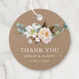 Waterverf Botanische Floral Wedding Kraft Bedankjes Labels