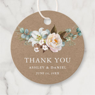 Waterverf Botanische Floral Wedding Kraft Bedankjes Labels