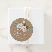 Waterverf Botanische Floral Wedding Kraft Bedankjes Labels (In situ)