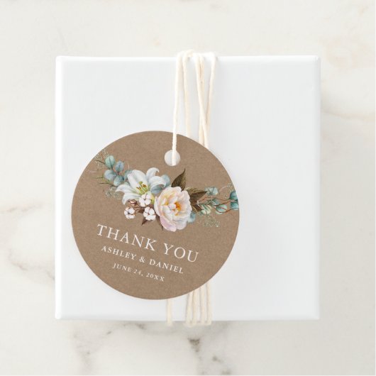 Waterverf Botanische Floral Wedding Kraft Bedankjes Labels (In situ)