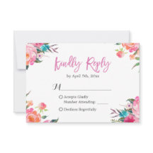 Waterverf Botanische Floral Wedding RSVP Reactie