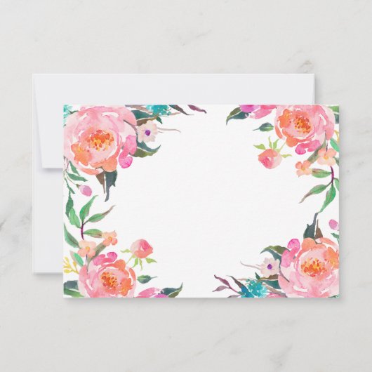 Waterverf Botanische Floral Wedding RSVP Reactie (Achterkant)