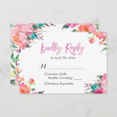 Waterverf Botanische Floral Wedding RSVP Reactie (Voorkant / Achterkant)