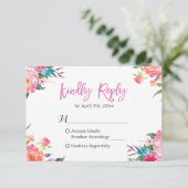 Waterverf Botanische Floral Wedding RSVP Reactie Kaartje (Staand voorkant)