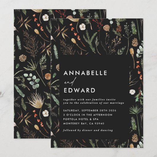 Waterverf botanische florale  kaart (Voorkant / Achterkant)