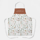 Waterverf botanische florale moody terracotta chic schort (Voorkant)