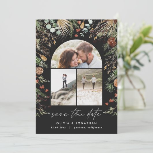 Waterverf botanische florale  save the date (Staand voorkant)