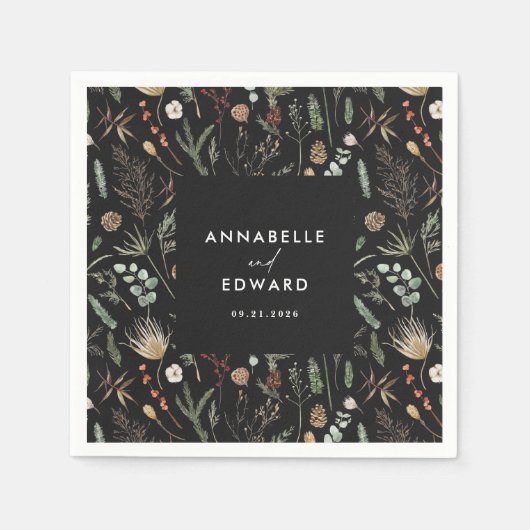 Waterverf botanische florale  servet (Voorkant)