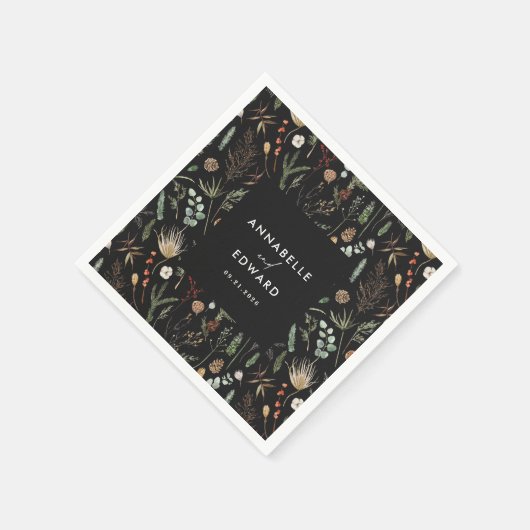 Waterverf botanische florale  servet (Hoek)