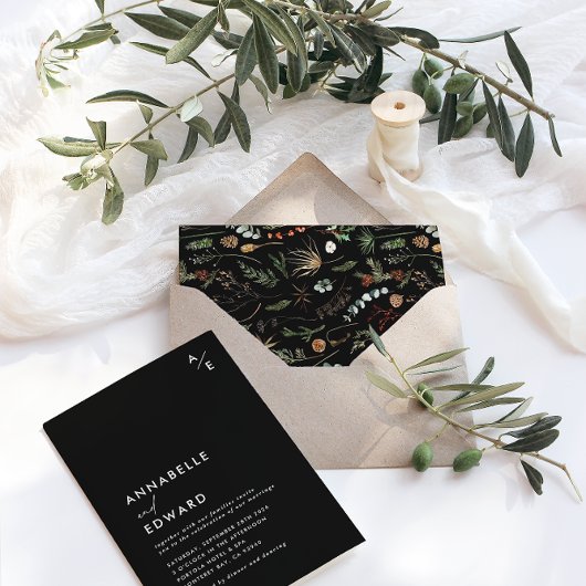 Waterverf botanische florale zwarte moderne weduwn kaart