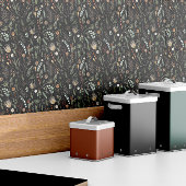 Waterverf botanische floranjezwart, groen-modern tegeltje