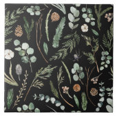 Waterverf botanische floranjezwart, groen-modern tegeltje (Voorkant)