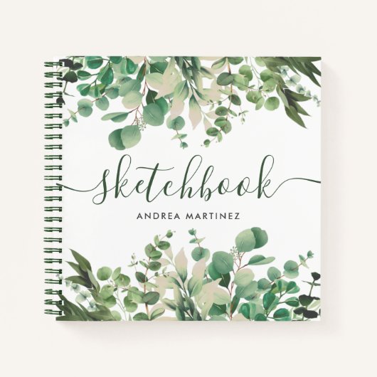 Waterverf Botanische Foliage Greenery Sketchbook Notitieboek (Voorkant)