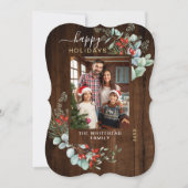 Waterverf Botanische foto Donker hout Feestdagenkaart (Voorkant)