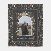 Waterverf botanische foto van zwarte moderne boog fleece deken (Voorkant)