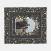Waterverf botanische foto van zwarte moderne boog fleece deken (Voorkant (Horizontaal))