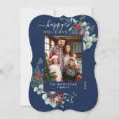 Waterverf Botanische fotomarine Feestdagenkaart (Voorkant)