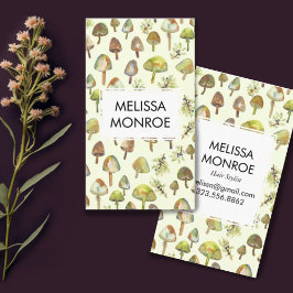 Waterverf Botanische Fungi-paddenstoelen Natuur Visitekaartje
