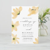 Waterverf Botanische Gele Bloemen Bruiloft Kaart (Staand voorkant)