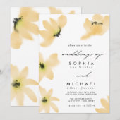 Waterverf Botanische Gele Bloemen Bruiloft Kaart (Voorkant / Achterkant)