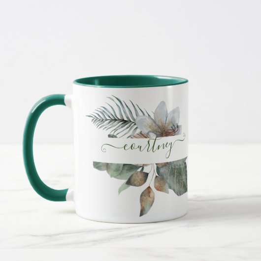 Waterverf botanische gepersonaliseerde mok (Links)