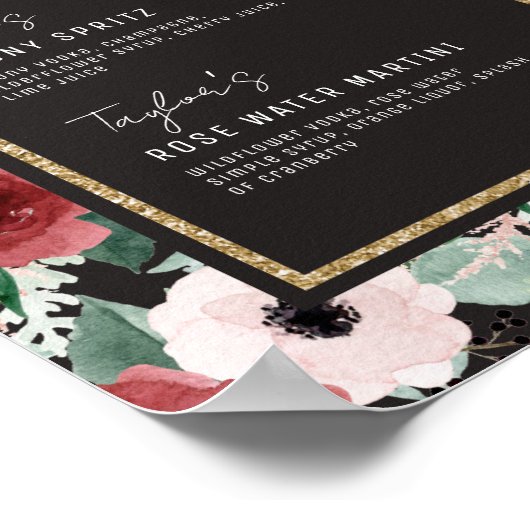 Waterverf Botanische goudhandtekeningen Drinken We Poster (Hoek)