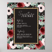 Waterverf Botanische goudhandtekeningen Drinken We Poster (Voorkant)