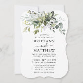 Waterverf Botanische Greenery Bracket Wedding Kaart (Voorkant)