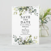 Waterverf Botanische Greenery Elegant Save The Date (Staand voorkant)