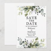 Waterverf Botanische Greenery Elegant Save The Date (Voorkant / Achterkant)