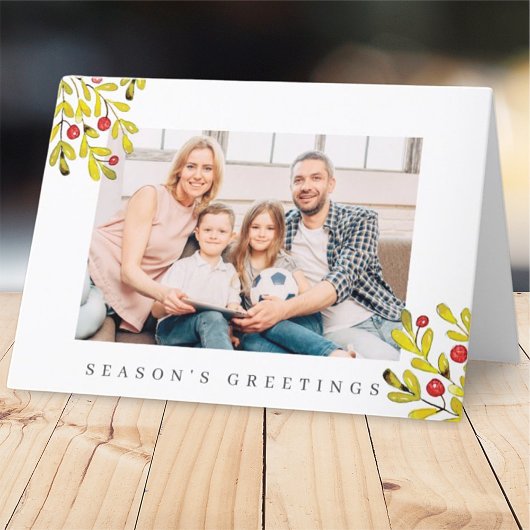 Waterverf Botanische Greenery Foliage Kerstmis Feestdagen Kaart