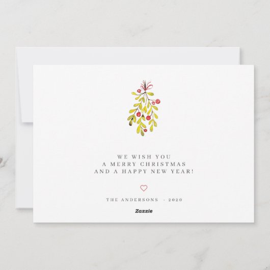 Waterverf Botanische Greenery Foliage Kerstmis Feestdagenkaart (Achterkant)