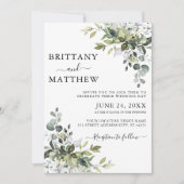 Waterverf Botanische Greenery Foto Rug Wedding Kaart (Voorkant)