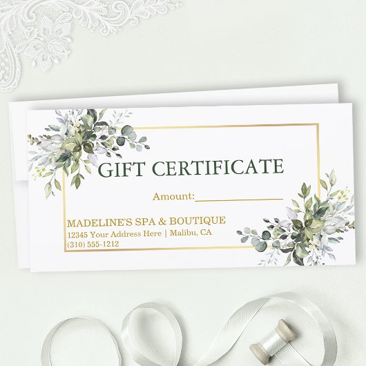 Waterverf Botanische Greenery Gift Certificate